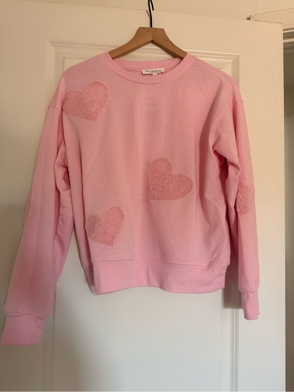 Workshop Republic Clothing Soft Pink Heart Crewneck Sweater